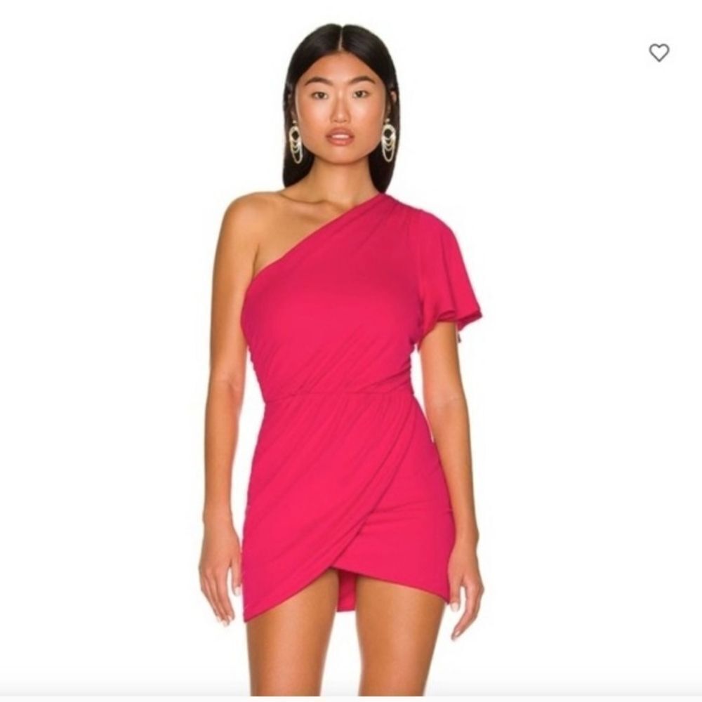 NBD Kamala Dress One Shoulder Minidress Fuschia Sz Small
